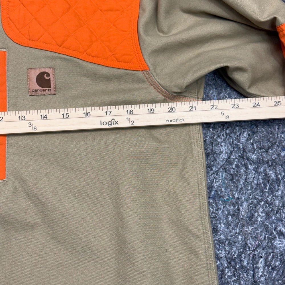 Carhartt Upland Field Shirt Mens Medium Tan Blaze Orange Hunting Shooting Top - Picture 4 of 9
